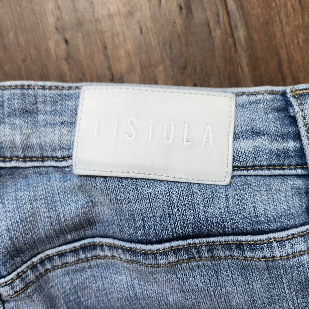 Pistola Skinny Jeans Tuxedo Stripe High Rise Light Wash Blue Denim Size 27 - Picture 5 of 5
